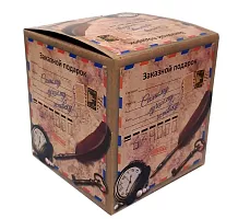 Подарочная коробка для кружки Винтажная посылка 100х100х105мм
