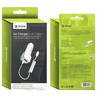 Автомобильная зарядка Dream DRM-CH11-03 MicroUSB и 1USB белая