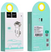 Автомобильная зарядка Hoco Z1 2USB 2.1A с кабелем Lightning белая