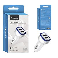 Автомобильная зарядка Dream DRM-CH6-11 2USB 1A бело/синяя