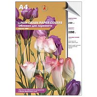 Обложки картон лён А4, 250г/м2, белые, упак. 100 шт.