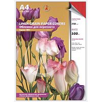 Обложки картон лён А4, 250г/м2, красные, упак. 100 шт.