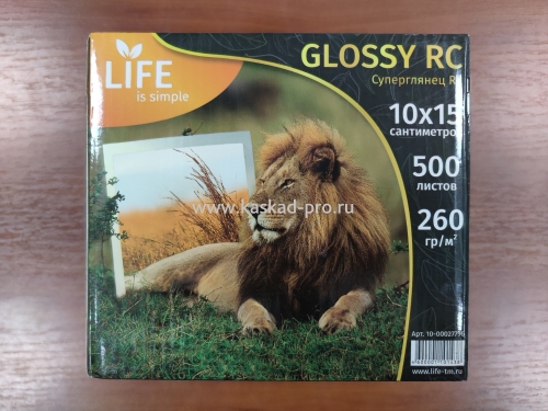 Фотобумага LIFE Premium 10х15 СУПЕРглянцевая 260г/м2, 500л.